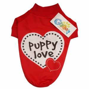 Camiseta Para Mascota Diseño Puppy Love Rojo GUAU DOG FASHION