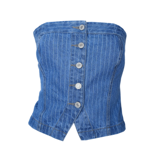 Top Sin Mangas Con Botón A Rayas BLACK POINT Talla Extra Pequeño