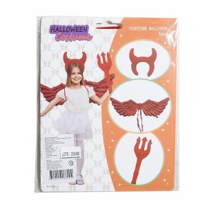 Disfraz Inflable De Halloween Alas Cachos Y Vara COSTUME BALLOON X 3 Piezas