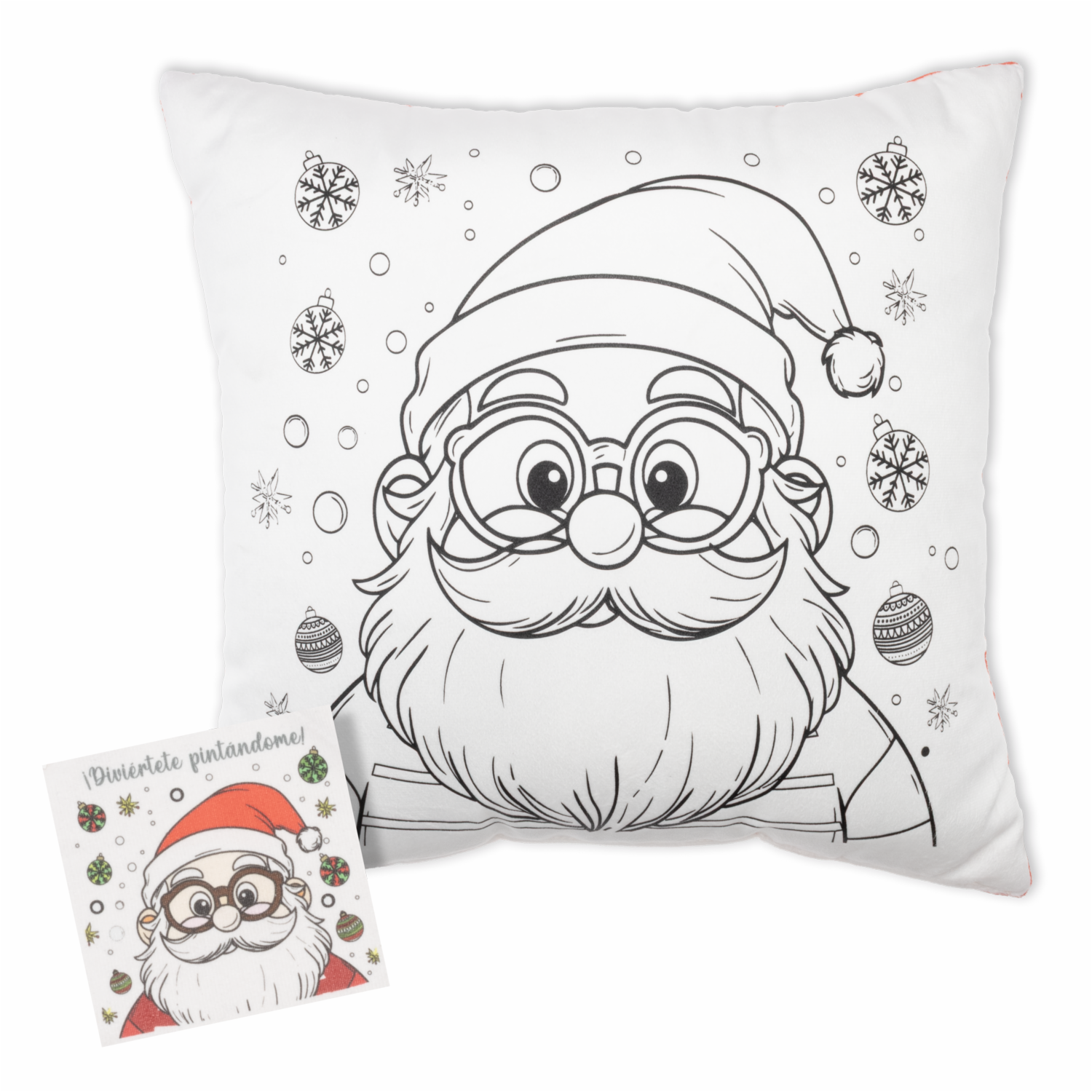 Cojín Navideño Colorear Santa Claus KIKEMAR 45X45 Cm - Imagen 2