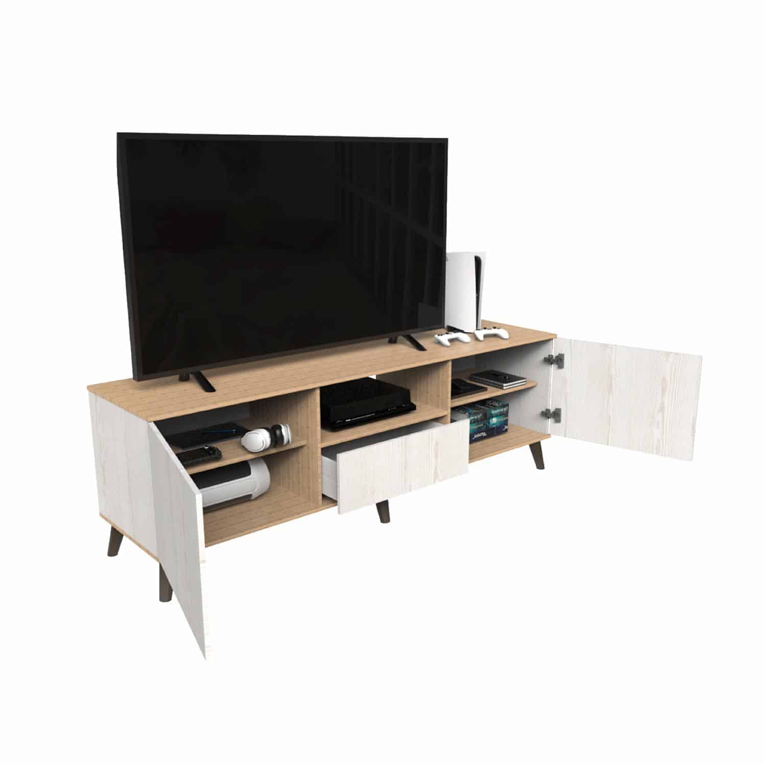 Mesa Para Tv Valladolid Color Amaranto Y Alaska MUEBLE FÁCIL MDP - Imagen 4
