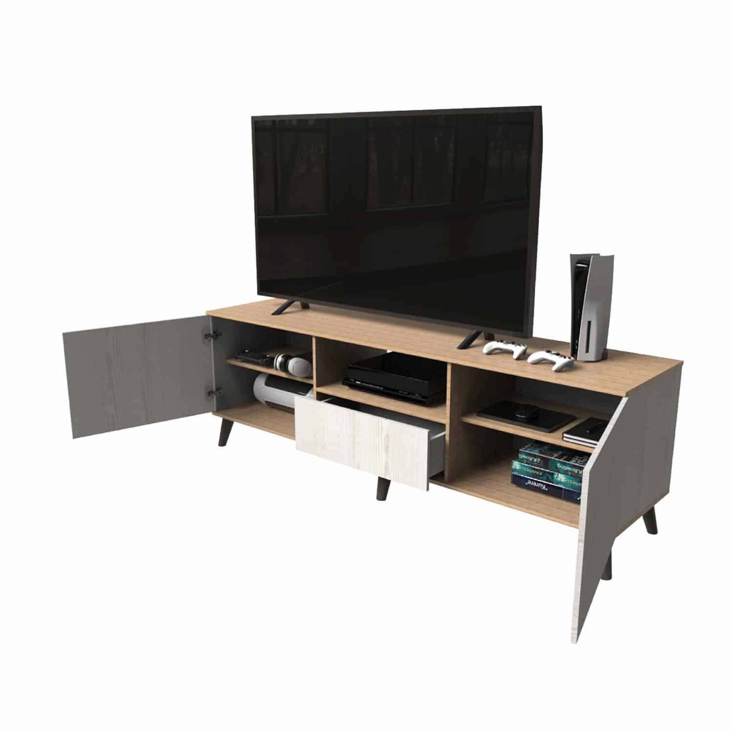 Mesa Para Tv Valladolid Color Amaranto Y Alaska MUEBLE FÁCIL MDP - Imagen 5