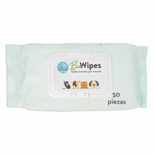 Toallas Húmedas Para Mascotas Con Aloe 16×20 Cm BIOWIPES 50 Piezas
