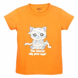 Camiseta Halloween Gato Momia Manga Corta Cuello Redondo CACAO COUNTRY