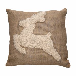 Cojín Navideño Yute Reno POMAROSA 45 Cm