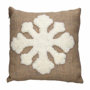 Cojín Navideño Yute Copo POMAROSA 45 Cm