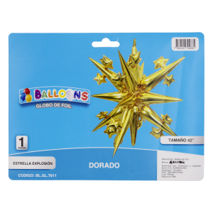 Globo Metalico Estrella Explosión Dorado BALLOONS 42″