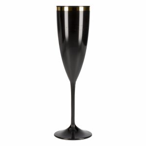 Copa Para Champagne Plástica Prime Golden Negro NEOPLAS 170 Ml