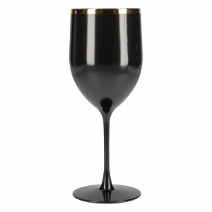 Copa Para Vino Plástica Génova Golden Negro NEOPLAS 400 Ml