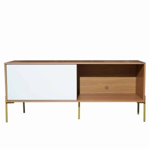 Rack Con Puerta Corrediza Freijo Blanquecino DALLA COSTA MDF