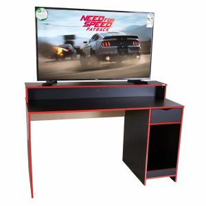 Mesa Gamer Negra Mate Con Rojo MÖBLER MDF