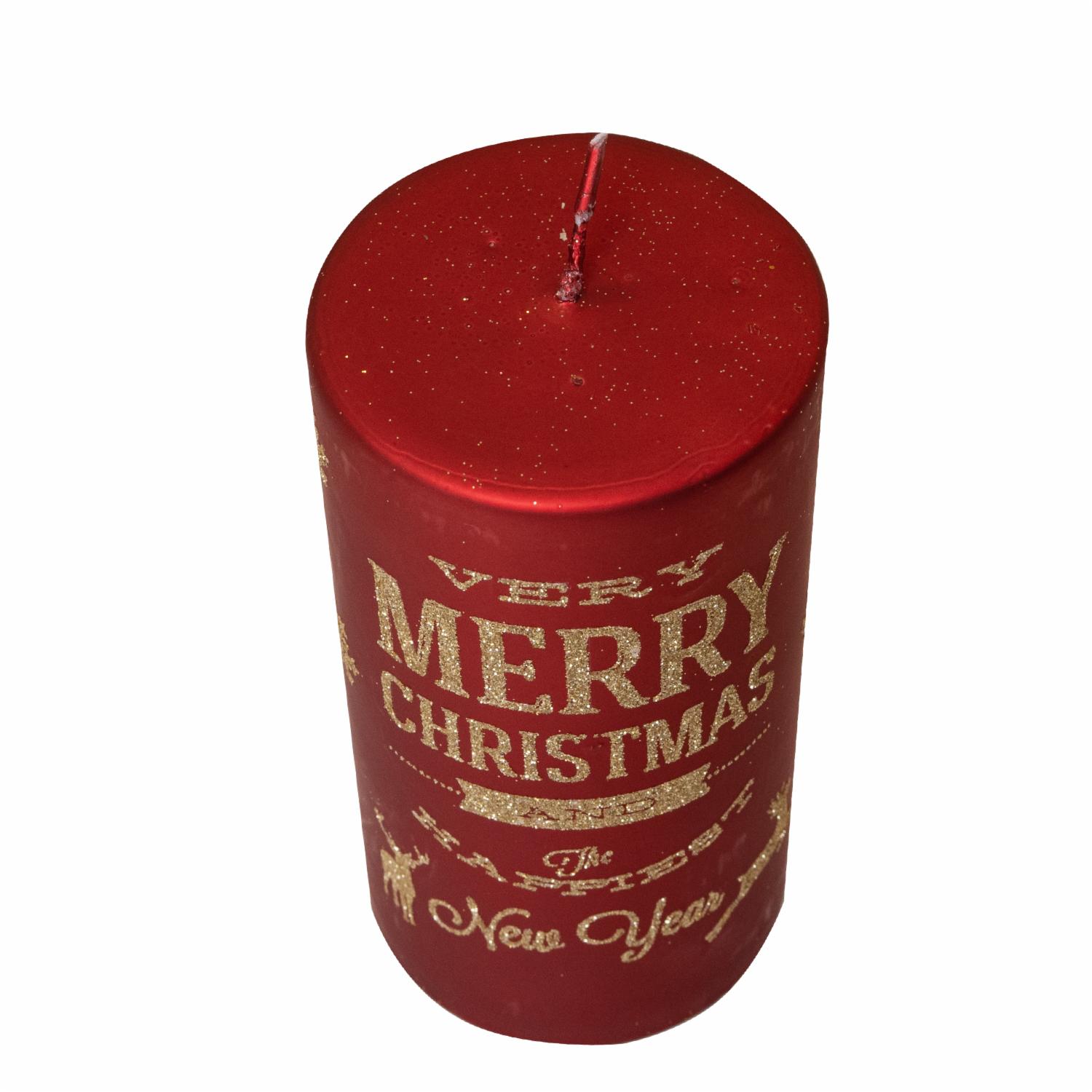 Vela Roja Merry Chirstmas JOY 7,76 x 15,23 Cm - Imagen 3