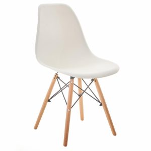 Silla Auxiliar Moderna Sin Brazos Soporte Y Metálico Blanca HY Plástico y Madera