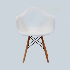 Silla Auxiliar Moderna Con Brazos Soporte Y Metálico Blanca HY Plástico y Madera