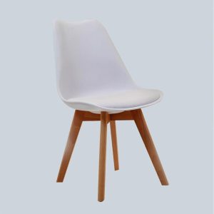 Silla Auxiliar Moderna Asiento Acolchado Blanco HY Plástico y Madera