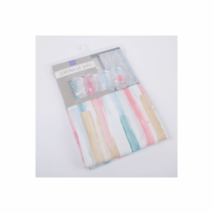 Cortina De Baño Tela Pinceladas Pastel FREE HOME 180 X 180 Cm