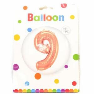 Globo Metálico Dorado Rosa BALLOON Número 9