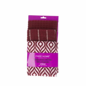 Set Toalla De Cocina Rojo FREE HOME X 3 Piezas