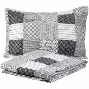 Cubrecama Modelo Patchwork Blanco/Negro FREE HOME 2 Plazas