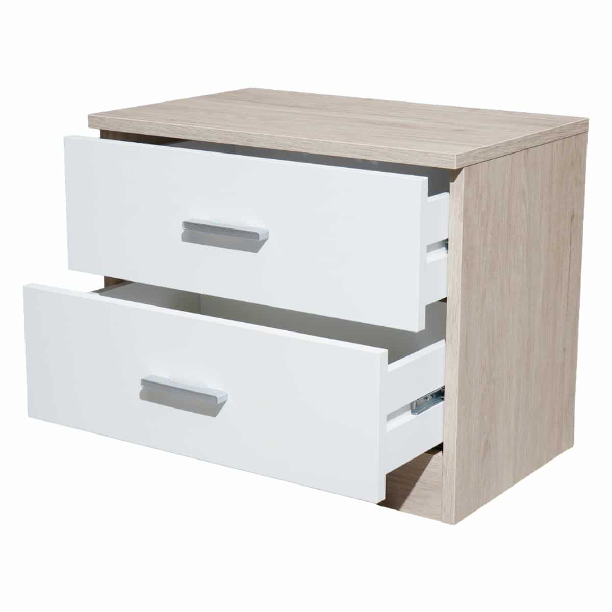 Velador 2 Cajones Couple Blanco FABRIKIT MDF - Imagen 4