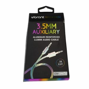 Cable Auxiliar 3.5 mm Reforzado Con Aluminio Color Arcoíris PREMIER 1 M