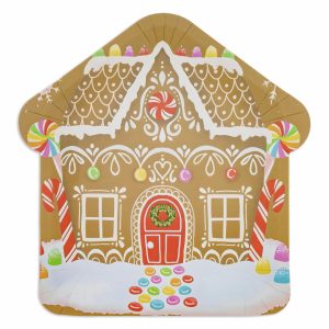 Platos Desechables Navideño Casa De Jengibre 23 Cm IMPORTADORA CUMPLEAÑOS X 8 Uds